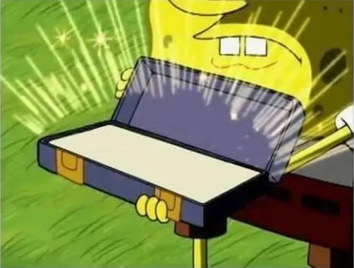 meme bob esponja caja