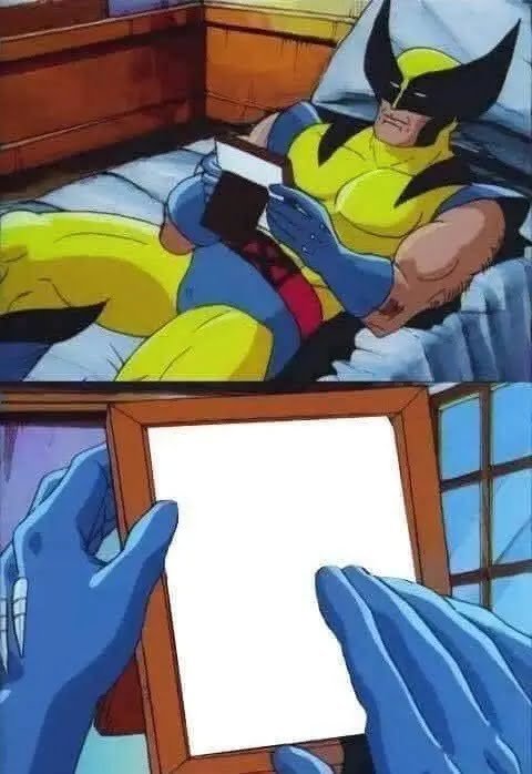 meme mira retrato en la cama